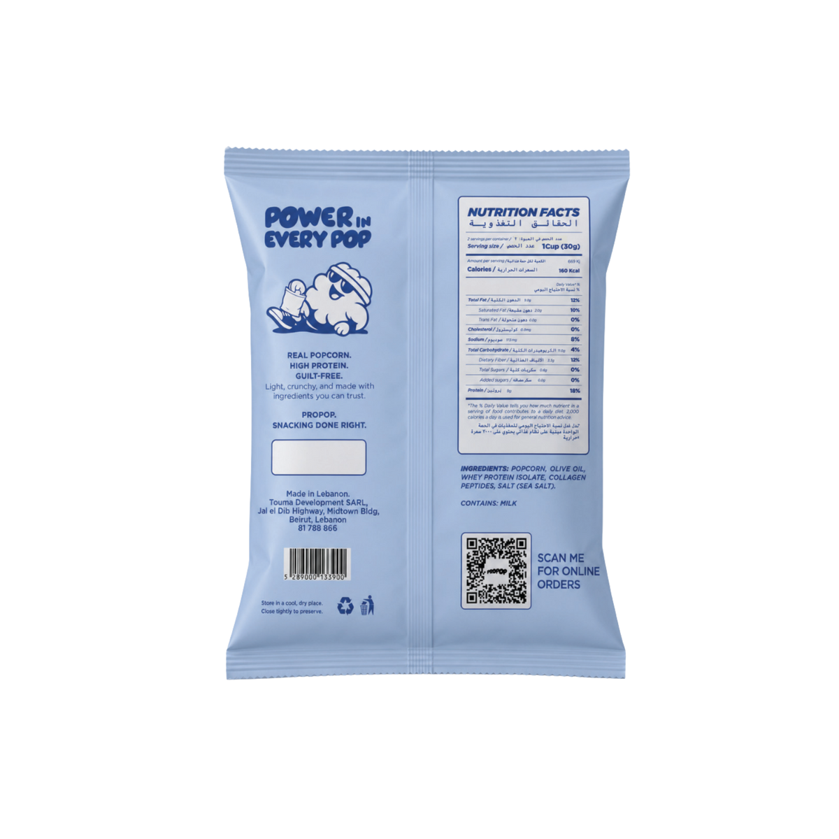 PROPOP Protein Popcorn Sea Salt